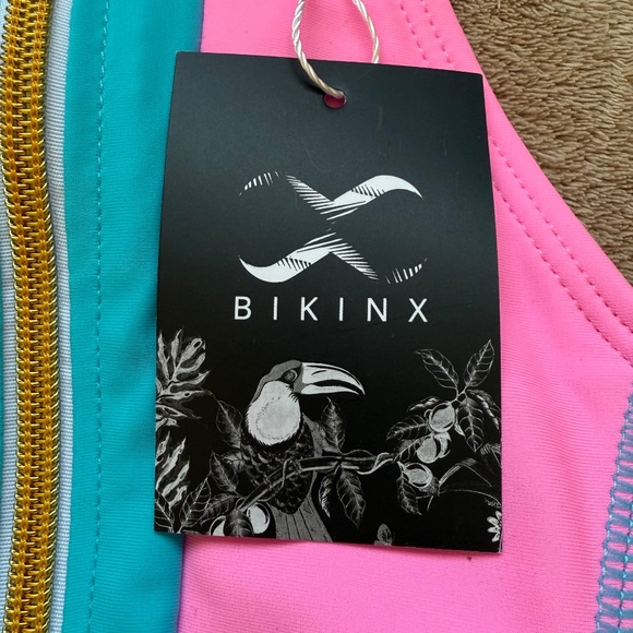 NWT Bikinx Pink & Green Front Zip One Piece Swimsuit Women's Size Small - Picture 13 of 17